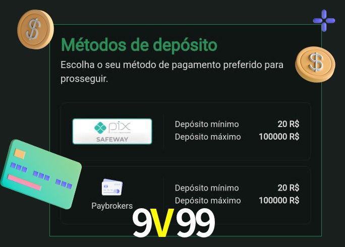 O cassino 9V99 oferece uma grande variedade de métodos de pagamento